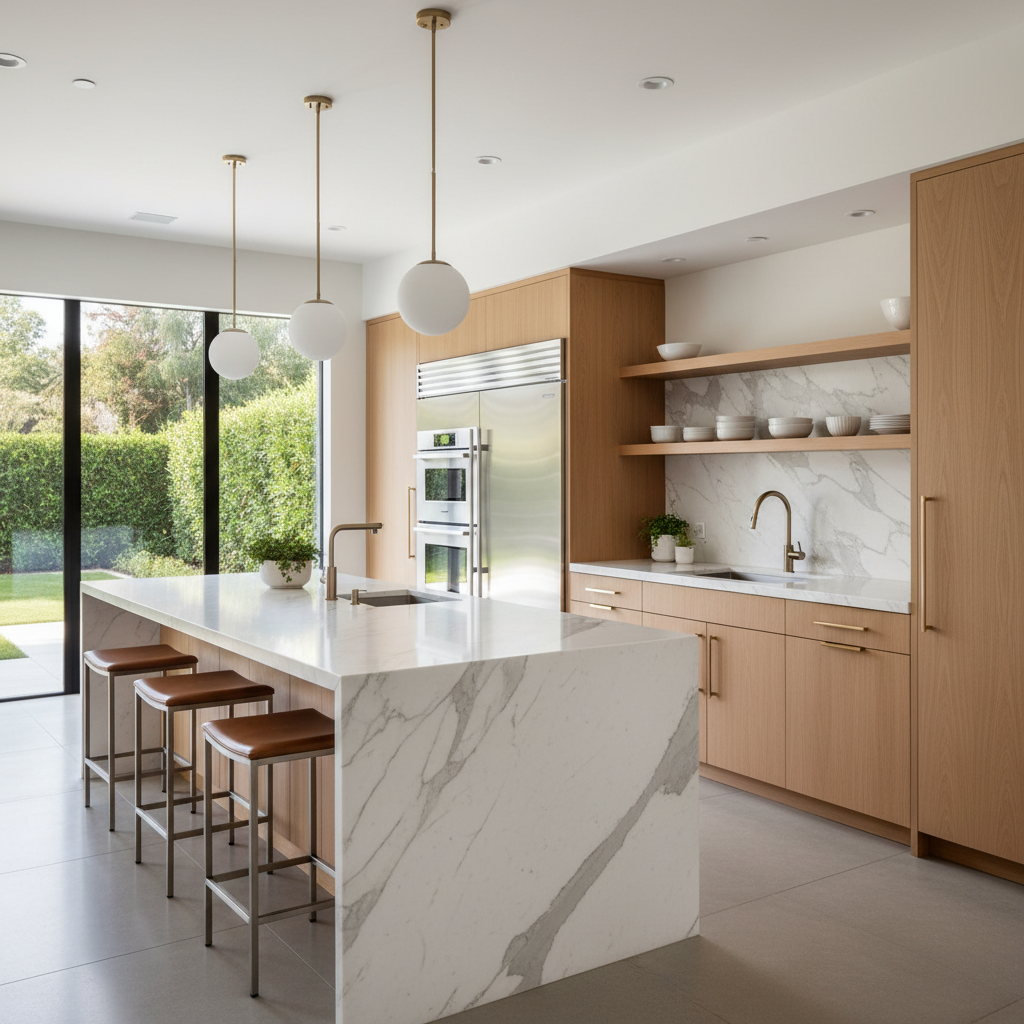 Premium kitchen with integrated Smeg refrigerator